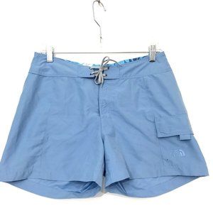 The North Face Board Water Shorts Womens Sz 6 Blue Gray Cargo Pocket 4" Inseam
